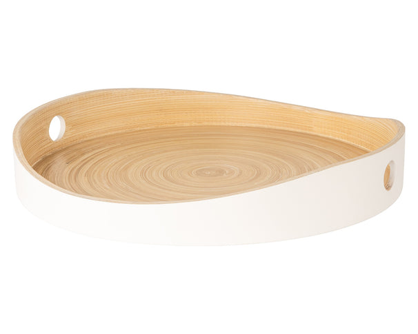 Cosy & Trendy Plateau Rond - Blanc / Bambou - ø 32,5 cm