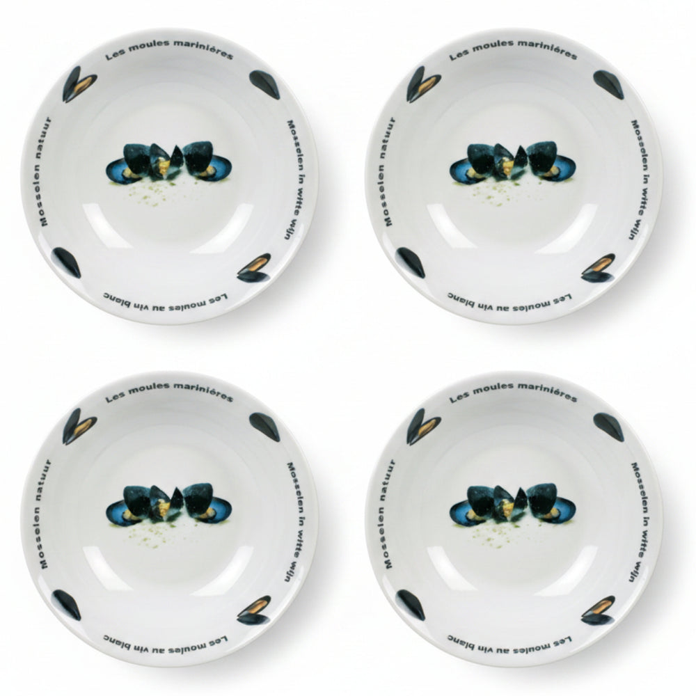Cosy & Trendy Assiette Creuse / Assiette à Moules Deco ø 23 cm - 4 Pièces