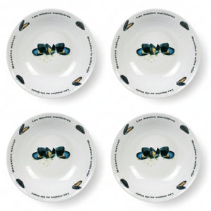 Cosy & Trendy Assiette Creuse / Assiette à Moules Deco ø 23 cm - 4 Pièces