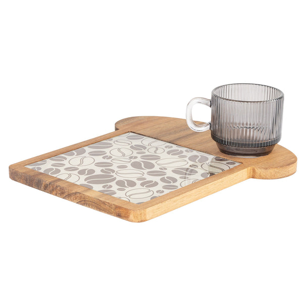 Cosy & Trendy Planche à petit-déjeuner avec verre à café - Bois d'acacia - 24,5 x 22,5 cm