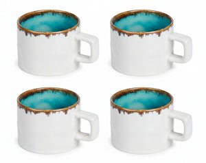 Set de tasses a cafe Cosy & Trendy - en gres - Laguna Azzurro - 230 ml - 4 pièces