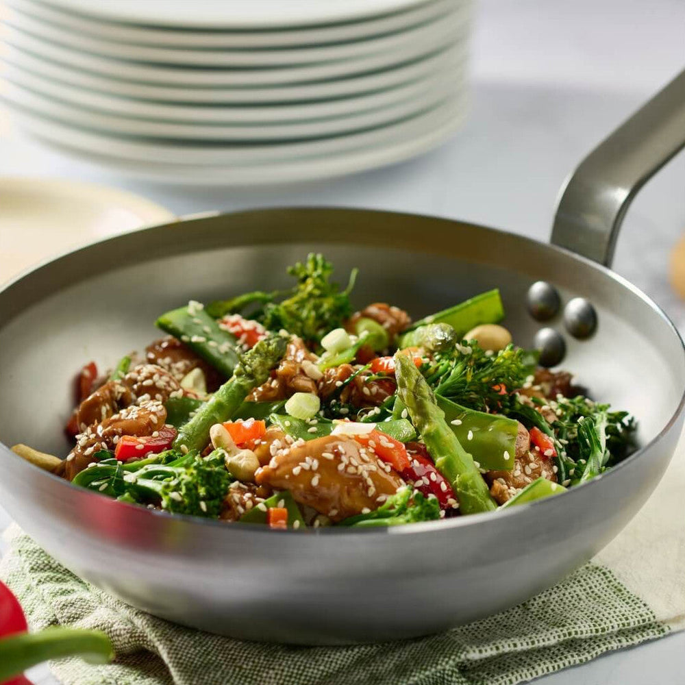 Wok bombé de Buyer Mineral B Element - ø 28 cm / 3 litres - sans revêtement antiadhésif