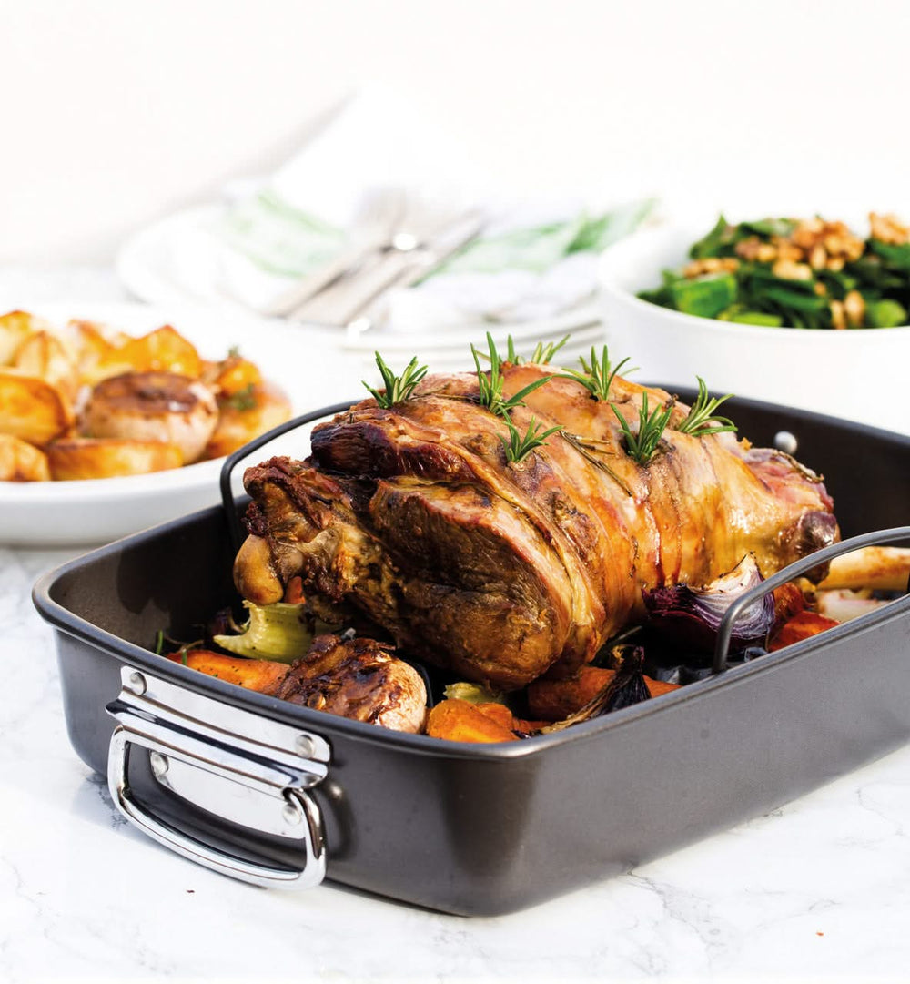 MasterClass Plat à rôtir avec grille - 40 x 28 cm - revêtement antiadhésif standard