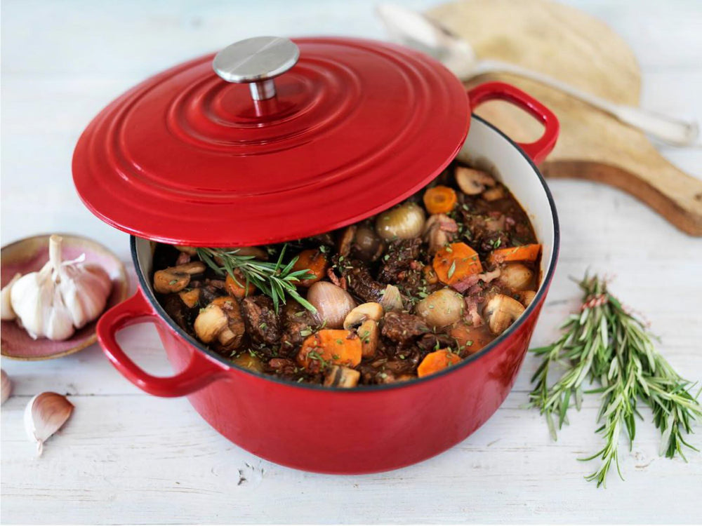 Cocotte BK Bourgogne Chili Red Fonte ø 24 cm / 4,2 litres - revêtement émaillé antiadhésif