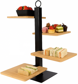 Étagère Cookinglife à 4 niveaux avec bol – Métal noir