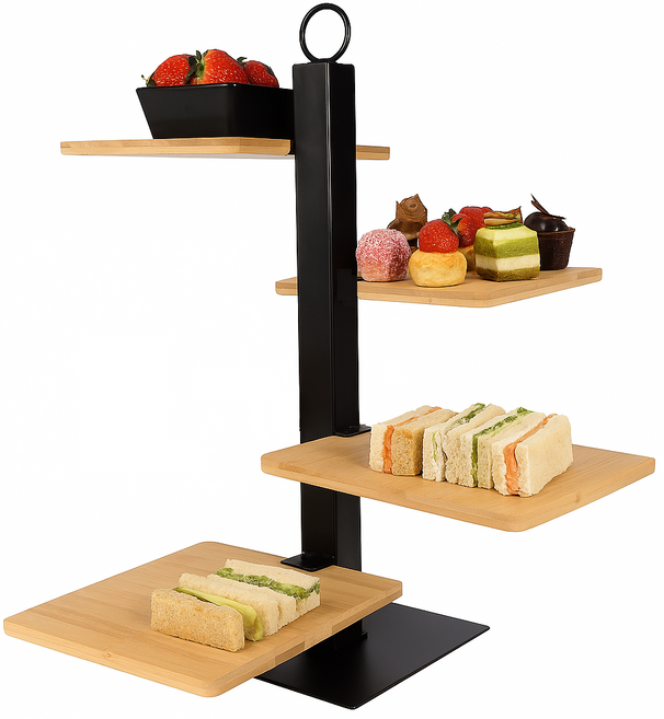 Étagère Cookinglife à 4 niveaux avec bol – Métal noir