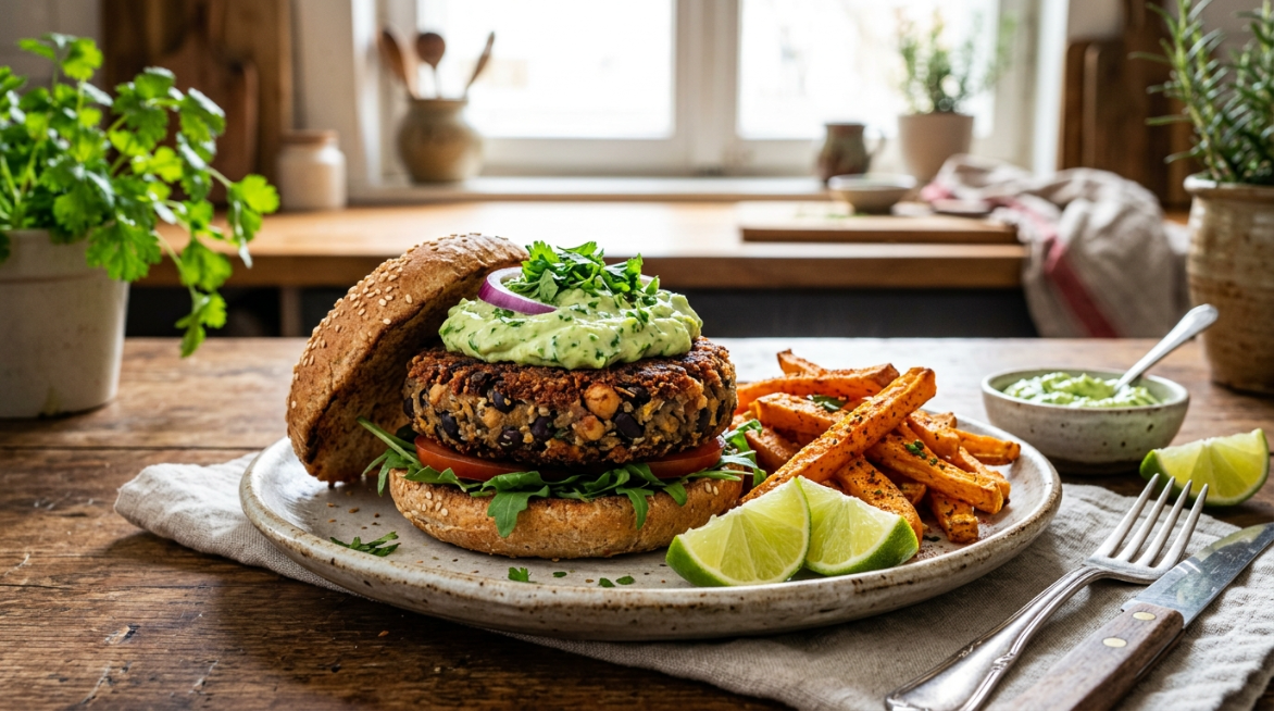 Burgers végétaux copieux qui tiennent vraiment la route, sans une miette de gluten.