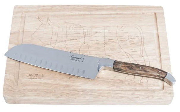 Couteau santoku Laguiole Style De Vie - en bois d'olivier - Luxury line - 17 cm