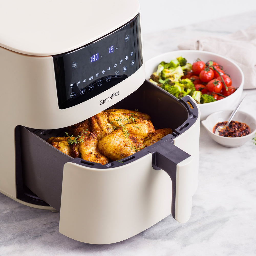 GreenPan Airfryer Bistro XXL - Cream - 7.2 Liter - open