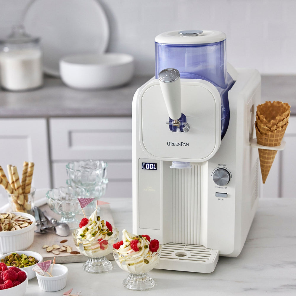 GreenPan Machine à glace Frost - Blanc - Glaces à l'Italienne et boissons glacées - 1,8 litre
