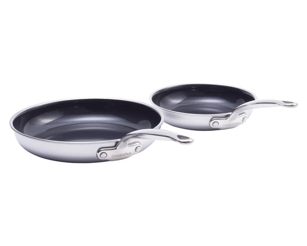 Set de poêles GreenPan Premiere Inox 2 pièces - ø 20 & 28 cm - revêtement antiadhésif céramique
