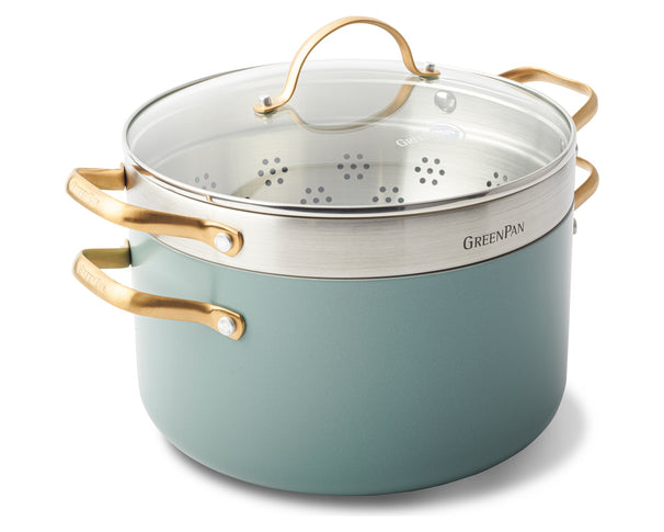 GreenPan Kookpan met Vergiet Padova Reserve Smokey Blue ø 24 cm / 5.7 Liter - keramische anti-aanbaklaag