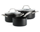 Batterie de cuisine GreenPan Copenhagen Noir 3 pièces - Casserole ø 16 cm, Faitouts ø 18 & 20 cm - revêtement antiadhésif céramique
