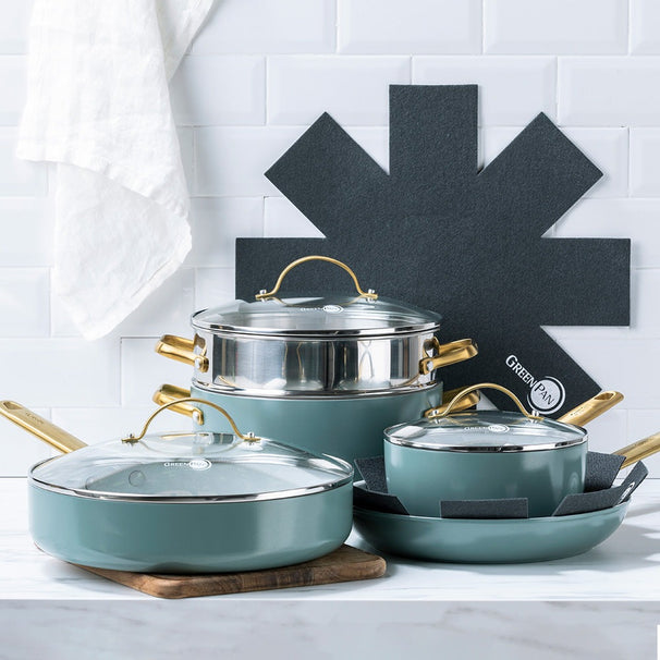 GreenPan Pannenset Padova Reserve Smokey Blue 7-delig - Keramische anti-aanbaklaag
