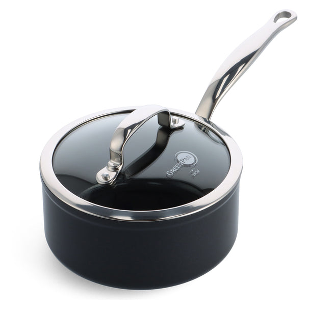 Casserole GreenPan Barcelona Pro Noir ø 18 cm / 2,1 Litres - avec couvercle - revêtement antiadhésif céramique