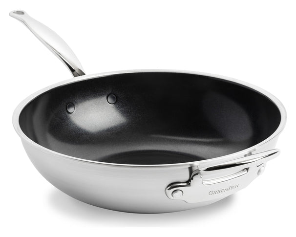 Wok GreenPan Premiere Inox ø 30 cm / 4,7 Litres - revêtement antiadhésif céramique