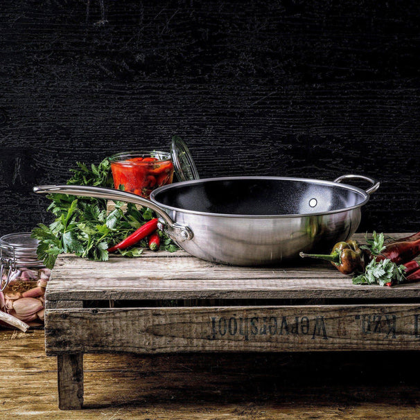 Wok GreenPan Premiere Inox ø 30 cm / 4,7 Litres - revêtement antiadhésif céramique
