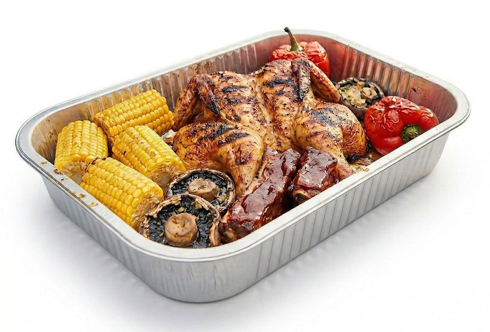 Plateaux de cuisson en aluminium Cookinglife Grill BBQ / Plateau de cuisson pour barbecue - 22 x 26 cm - 15 pièces