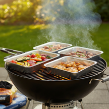 Plateaux de cuisson en aluminium Cookinglife Grill BBQ / Plateau de cuisson pour barbecue - 22 x 26 cm - 15 pièces