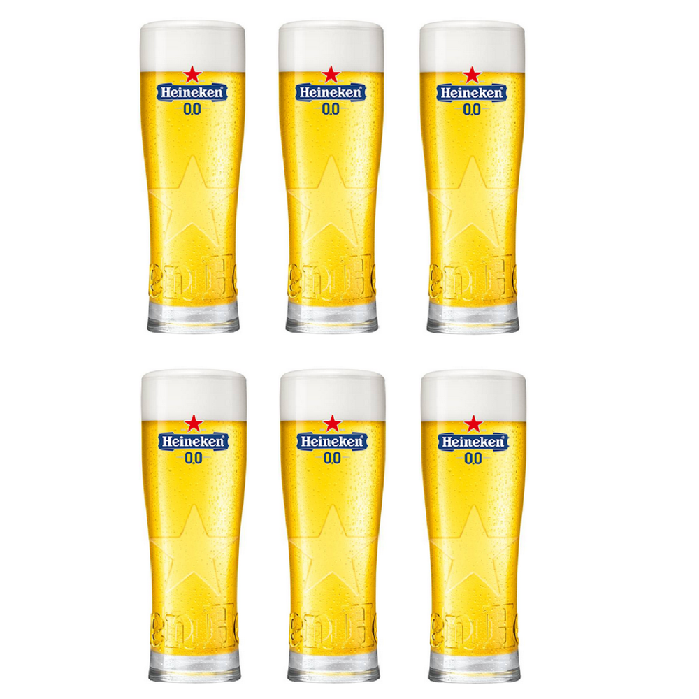 Ensemble de verres a biere Heineken - Verres a biere 0.0 - 250 ml - 6 pieces