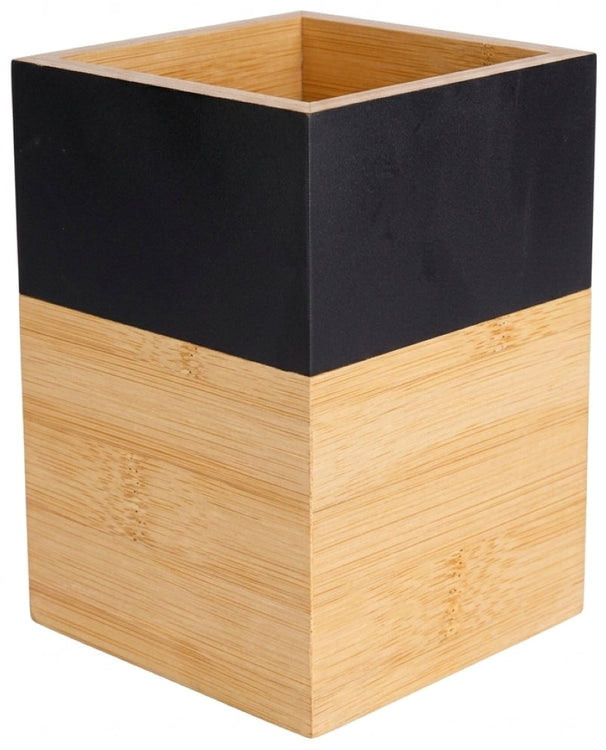 Pot à ustensiles Cosy & Trendy Black & Wood - 10 x 10 x 14.5 cm