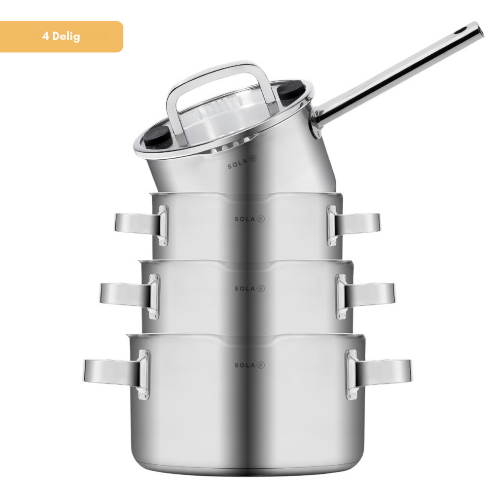 Ensemble de casseroles Sola - en inox - Juvia - Ø16/18/20 cm + Ø16 cm - 4 pièces