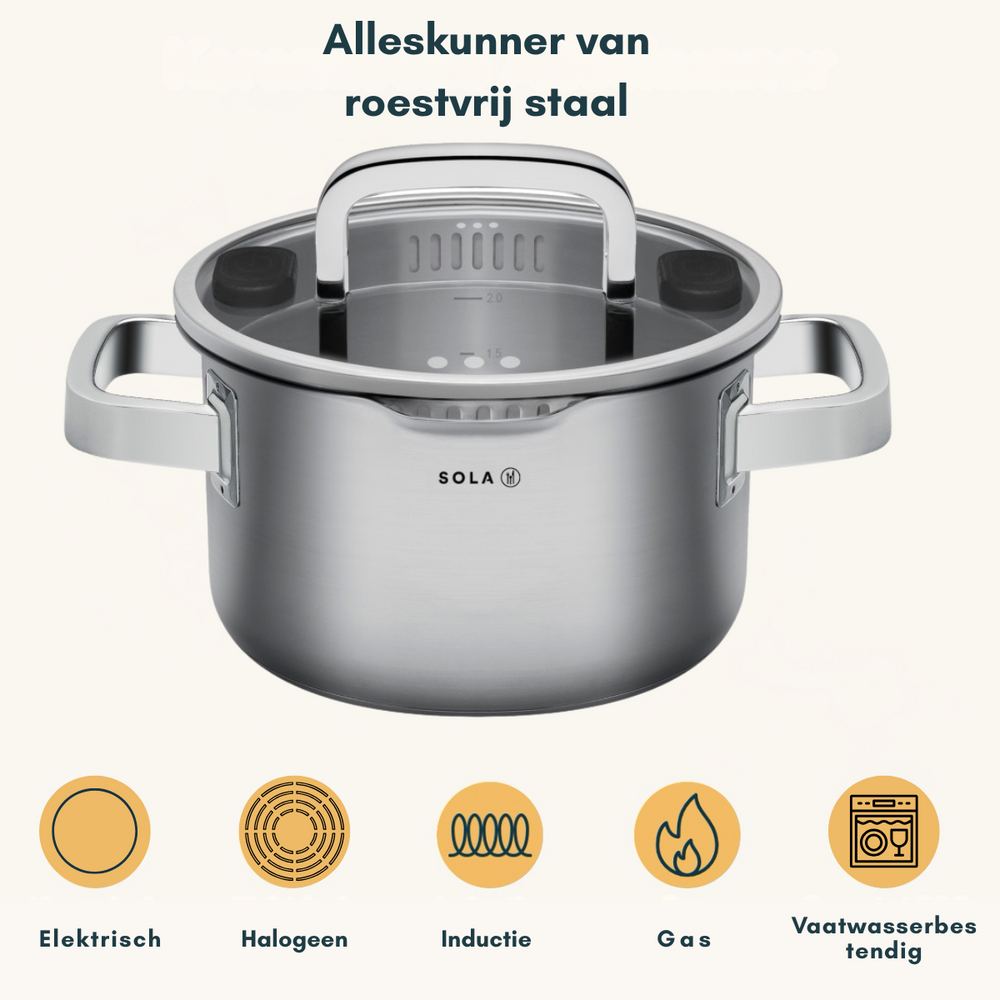 Ensemble de casseroles Sola - en inox - Juvia - Ø16/18/20 cm + Ø16 cm - 4 pièces