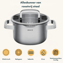 Ensemble de casseroles Sola - en inox - Juvia - Ø16/18/20 cm + Ø16 cm - 4 pièces