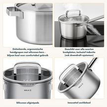 Ensemble de casseroles Sola - en inox - Juvia - Ø16/18/20 cm + Ø16 cm - 4 pièces
