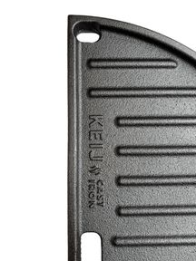 Keij Kamado Plaque de Grill Halve Lune / Plancha Compact - Fonte Émaillée - 2 côtés - 33 cm - pour Kamado de 15 pouces - Universel
