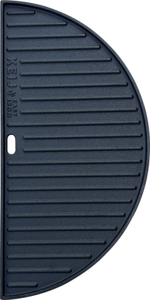 Keij Kamado Plaque de Grill Demi-Lune / Plancha Grande - Fonte Émaillée - 2 côtés - 46,5 cm - pour Kamado de 21 pouces - Universel