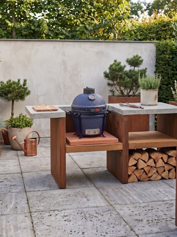 Keij Kamado Legend Keramiek Compact Bleu - Set de démarrage Kamado BBQ - Barbecue