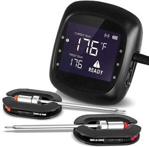 Keij Kamado Thermomètre Bluetooth Inox Noir 2 sondes - Thermomètre à viande BBQ