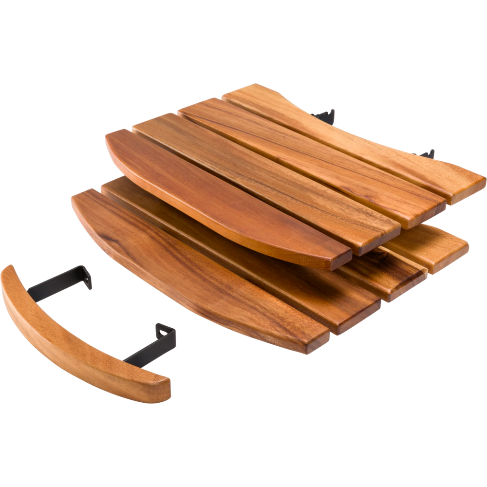 Keij Kamado Tables latérales - Ensemble de tables latérales - Poignée - Table d'appoint BBQ - Tables latérales - Bois noyer - Marron - 3 pièces - pour 21/23 pouces