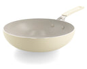 Wok KitchenAid Aluminium Almond Cream ø 28 cm / 3,7 Litres - revêtement antiadhésif céramique