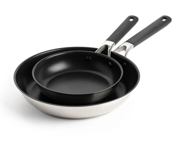 Set de poêles KitchenAid Classic Inox 2 pièces - ø 20 & 28 cm - revêtement antiadhésif céramique