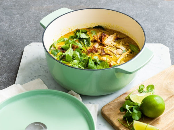 Cocotte en fonte KitchenAid Pistachio ø 26 cm / 5,2 Litres - revêtement antiadhésif émaillé