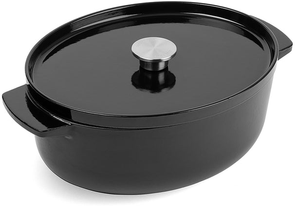 Cocotte ovale en fonte KitchenAid Onyx Black 30 cm / 5,6 Litres - revêtement antiadhésif émaillé