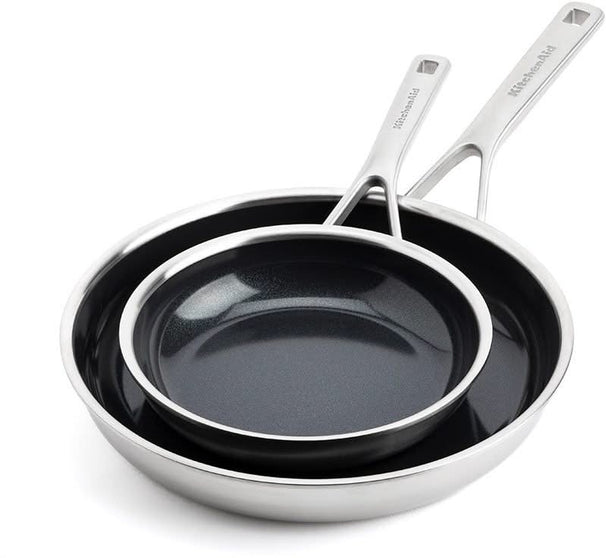 Set de poêles KitchenAid Multi-Ply Inox 2 pièces - ø 20 & 28 cm - revêtement antiadhésif céramique