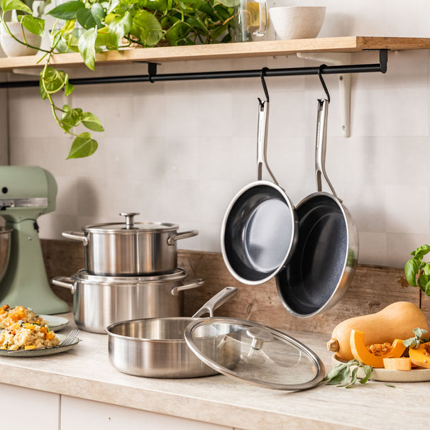 Set de poêles KitchenAid Multi-Ply Inox 2 pièces - ø 24 & 28 cm - revêtement antiadhésif céramique