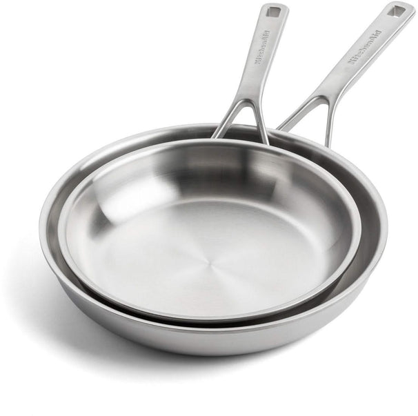 Ensemble de poêles KitchenAid - Acier inoxydable Multi-Ply - ø 24 et 28 cm - sans revêtement antiadhésif
