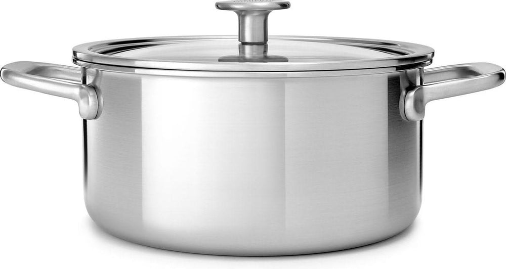 Ensemble de casseroles KitchenAid Multi-Ply Stainless Steel 6-pièces : casserole ø 20 et 24 cm, casserole ø 16 cm et poêle ø 24 cm + poêle Classic Forged ø 24 et 28 cm