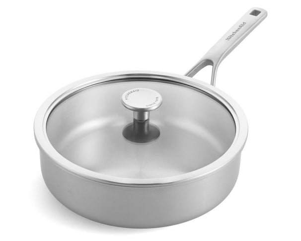 Sauteuse avec couvercle KitchenAid Tri-Ply Inox ø 24 cm / 3,1 Litres - sans revêtement antiadhésif