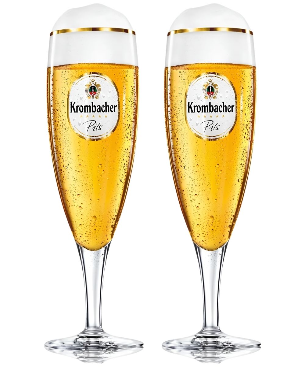  Verres à bière Krombacher sur pied 300 ml - 2 pièces