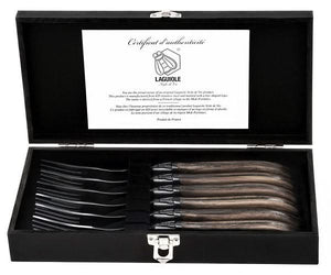 Ensemble de fourchettes a steak Laguiole - en bois d'olivier - 22 cm - 6 pièces