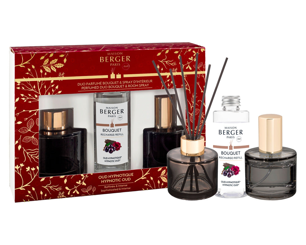 Maison Berger Giftset Duo Celebration - Geurstokjes 90 ml & Roomspray 50 ml - Hypnotic Oud