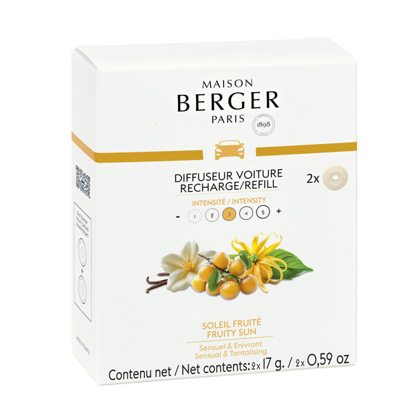 Recharge Maison Berger - pour parfum d'auto - Soleil Fruité - 2 pièces