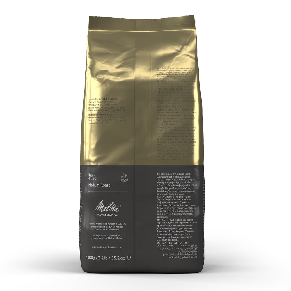 Melitta Grains de café / Grains d'espresso Bacio d'Oro - Torréfaction moyenne - 1 kg