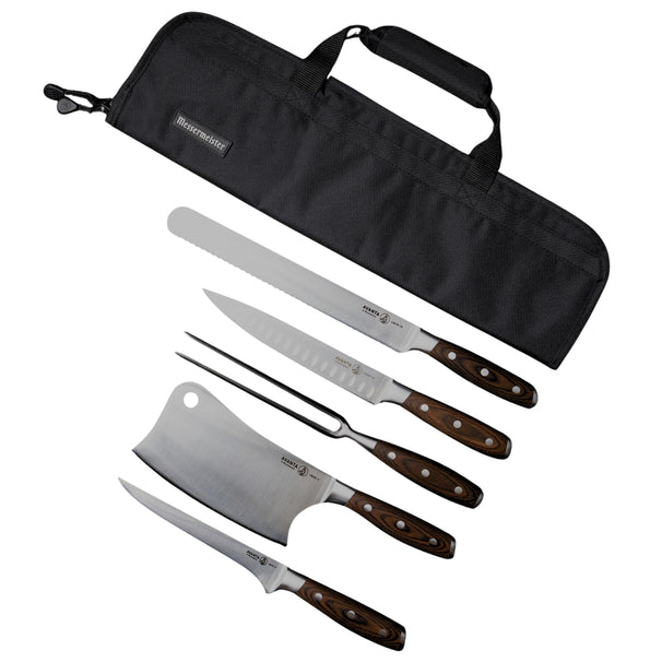 Set de couteaux BBQ Messermeister Avanta pakkawood 6 pièces - avec trousse à couteaux