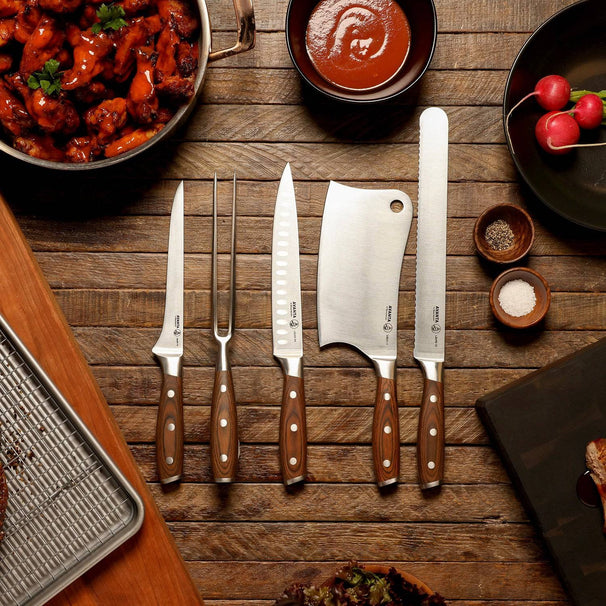 Set de couteaux BBQ Messermeister Avanta pakkawood 6 pièces - avec trousse à couteaux